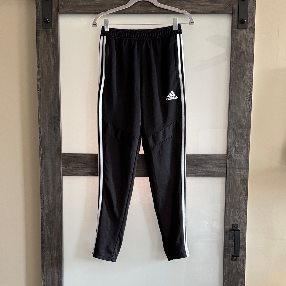 Adidas Kids Black Joggers with White Stripes